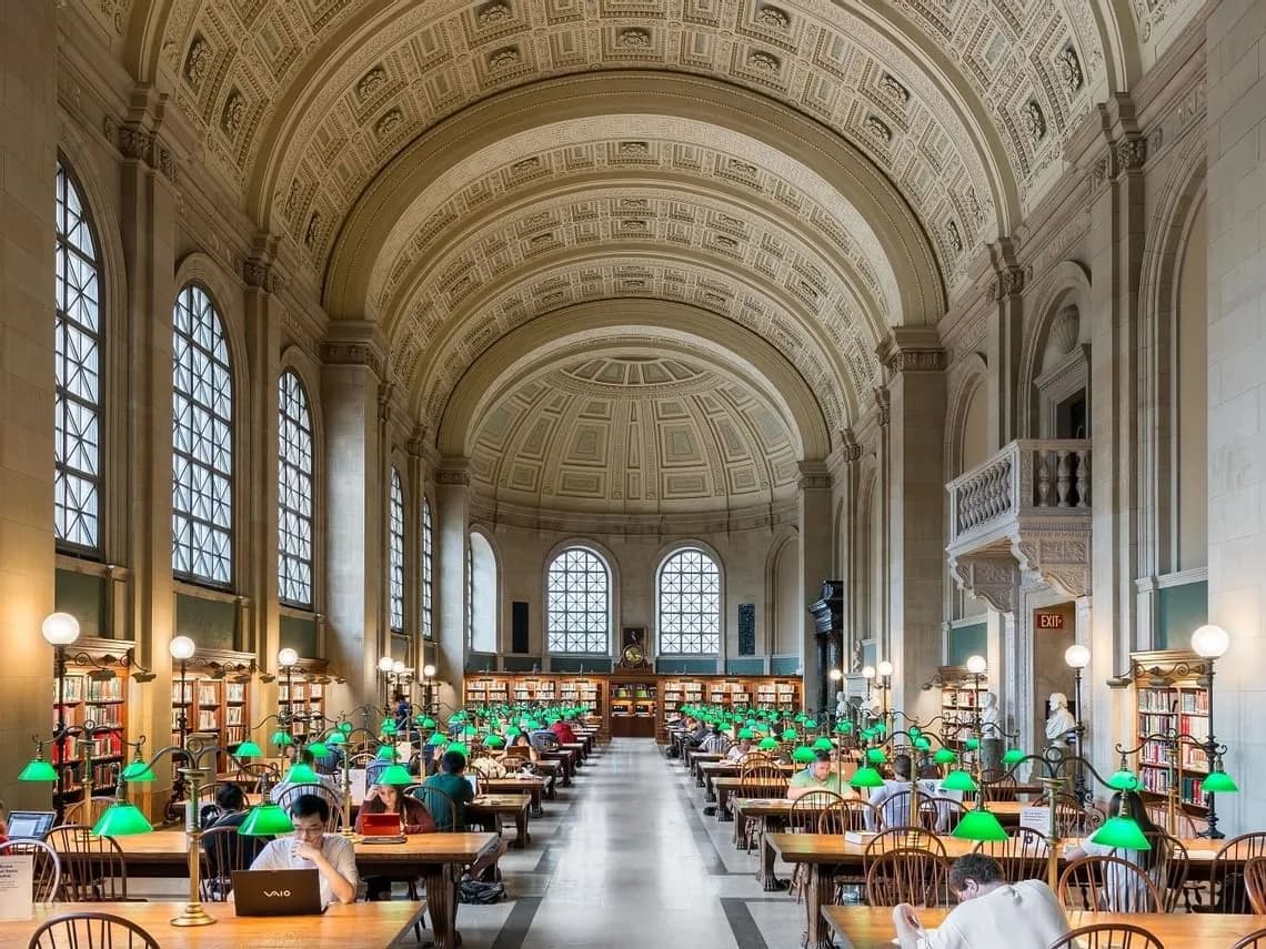 A vibrant public library interior